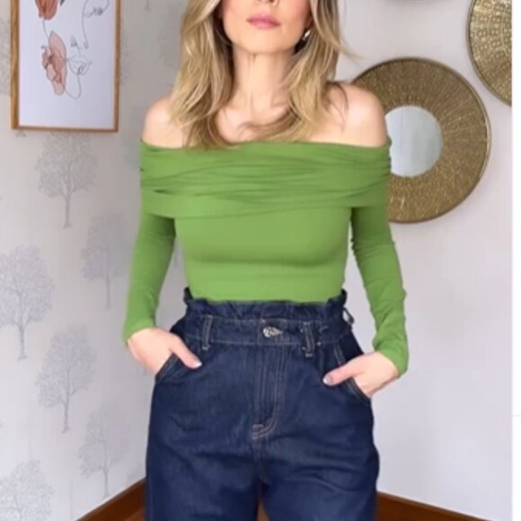 Zara - Off-The-Shoulder Bodysuit 3905/159/513 | Medium | Green Meadow - Picture 9 of 11